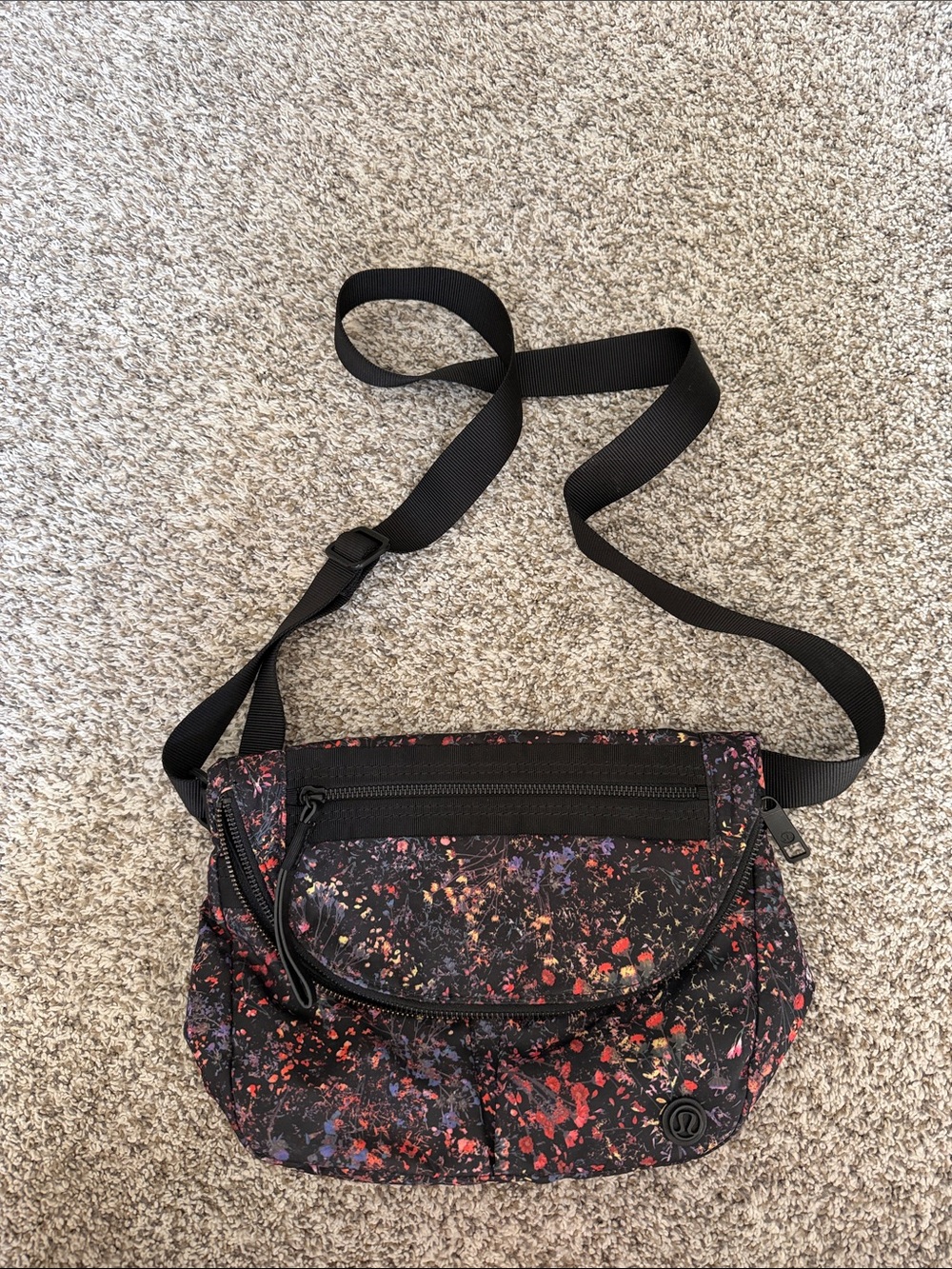 lululemon athletica Black Festival Crossbody Bag with Multicolor Splatter